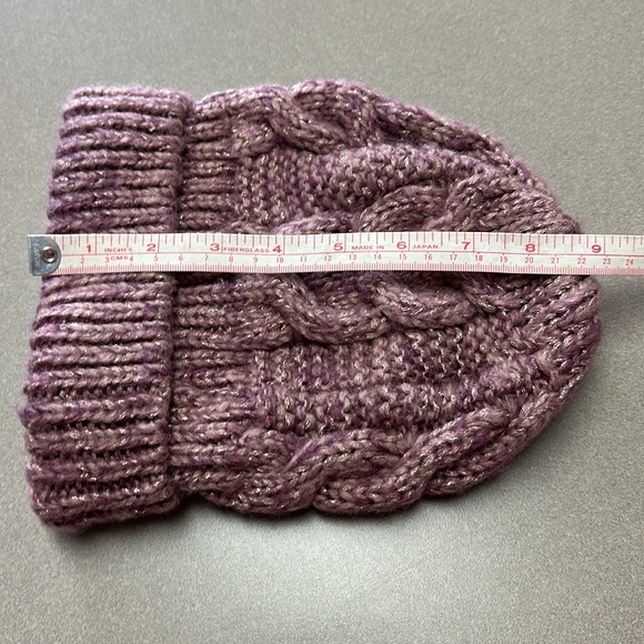 Mauve, white and silver stocking cap one size - Picture 3 of 4